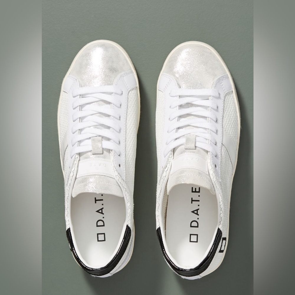 D.A.T.E. Black + White Leather Sneakers